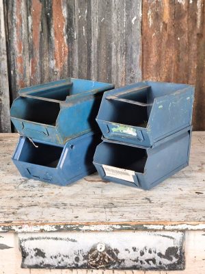 Vintage Magazijnbakken Klein Blauw