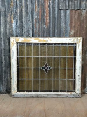 Vintage Glas In Lood Raam Geel Rood