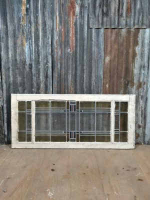 Vintage Glas in loodraam Wit Geel Rood