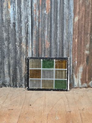 Vintage Glas In Lood Raam Groen Oranje Geel