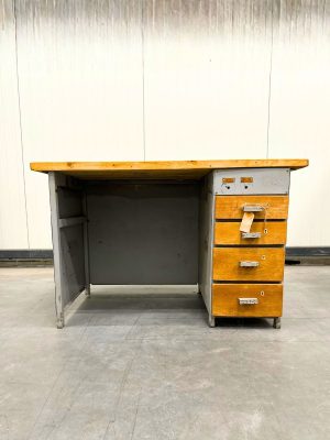 Vintage bureau metaal/hout blad